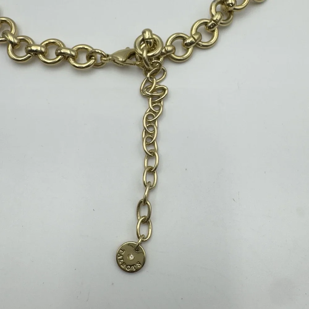 TALBOTS FAUX TORTOISE GOLD TONE LINK NECKLACE LONG CHUNKY 34